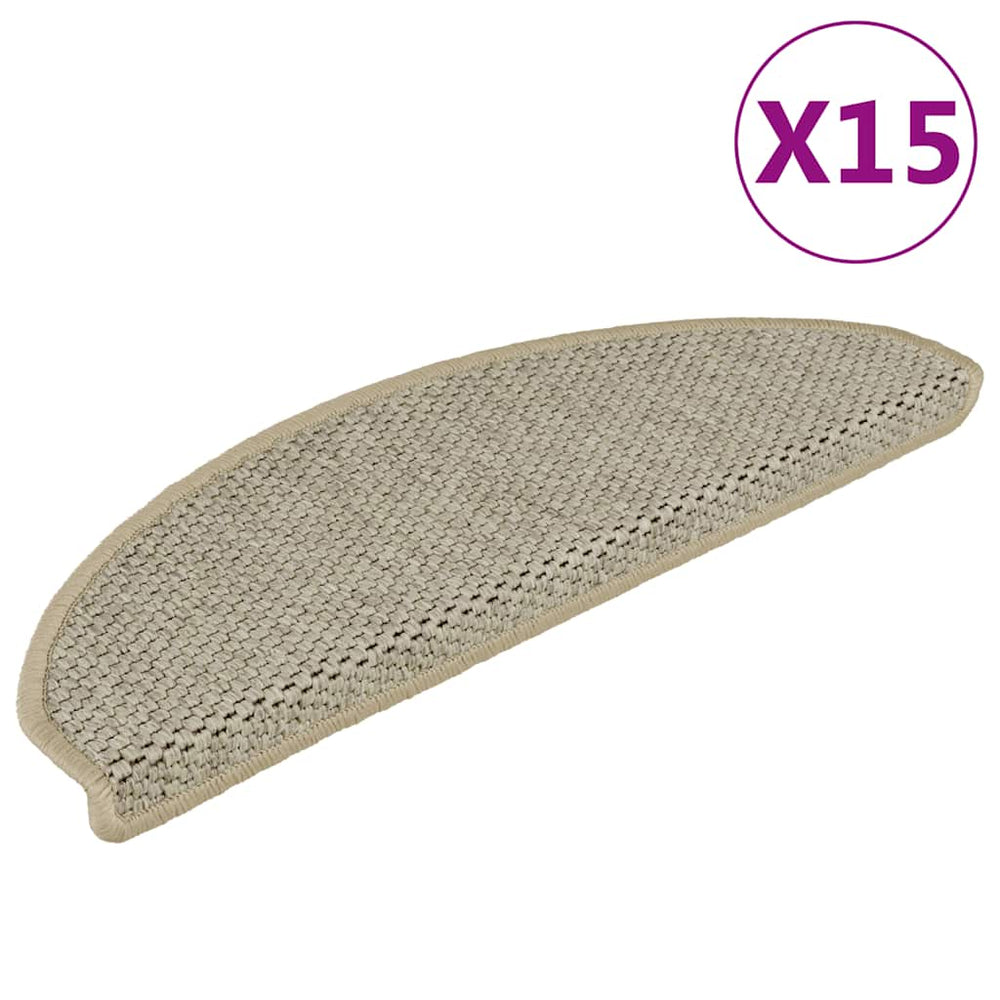 Treppenmatten Selbstklebend Sisal-Optik Hellbeige 15er Set