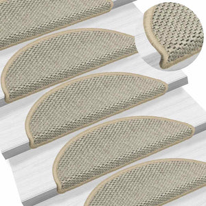 Treppenmatten Selbstklebend Sisal-Optik Hellbeige 15er Set