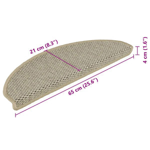 Treppenmatten Selbstklebend Sisal-Optik Hellbeige 15er Set
