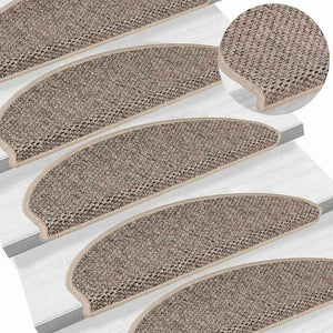 Selbstklebende Treppenmatten Sisal Dunkelbeige, 15er Set
