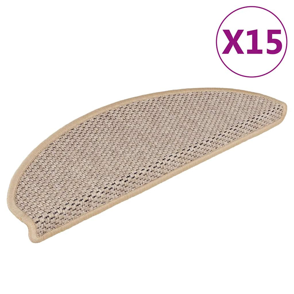 Sisal Treppenmatten Selbstklebend Hellbeige 15er Set