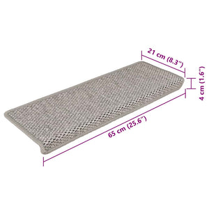 Treppenmatten Selbstklebend Sisal Optik, 15er Set