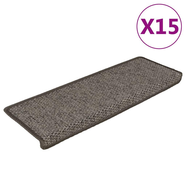 Sisal Treppenmatten Selbstklebend Grau & Beige 15er Set