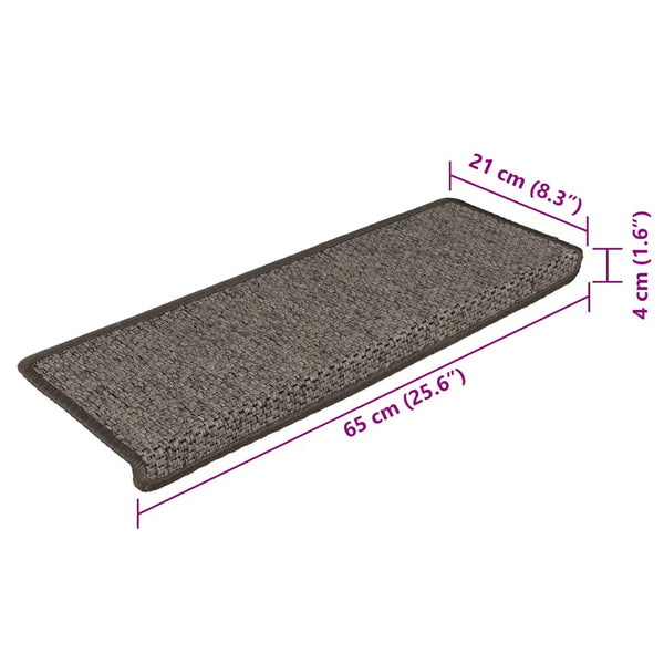Sisal Treppenmatten Selbstklebend Grau & Beige 15er Set