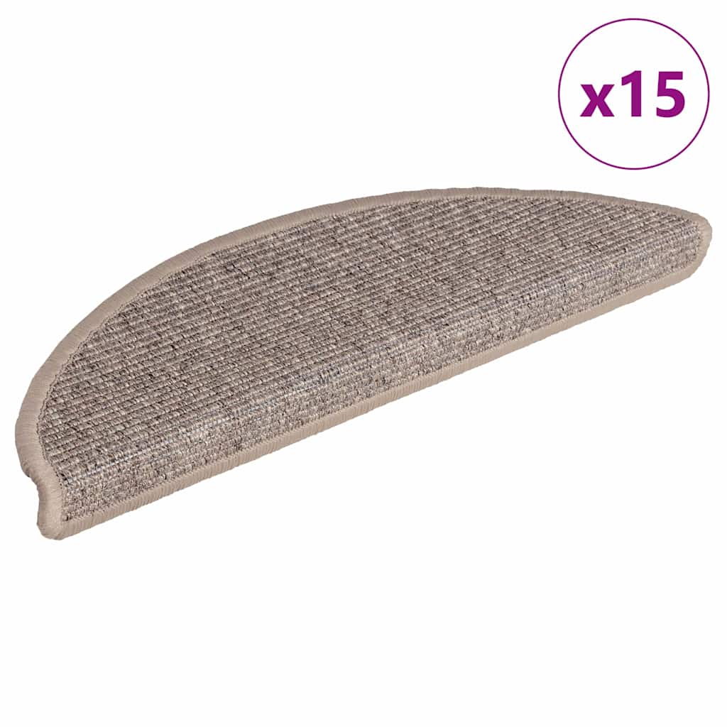 Dunkelbeige Stufenmatten Halbrund 56x17cm 15er Set