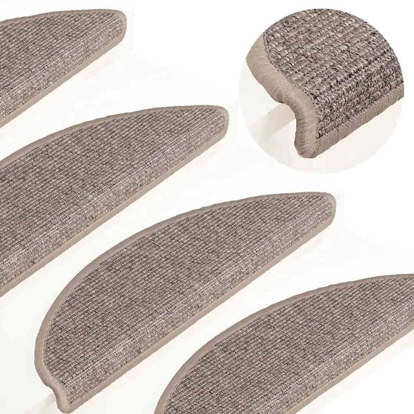 Dunkelbeige Stufenmatten Halbrund 56x17cm 15er Set