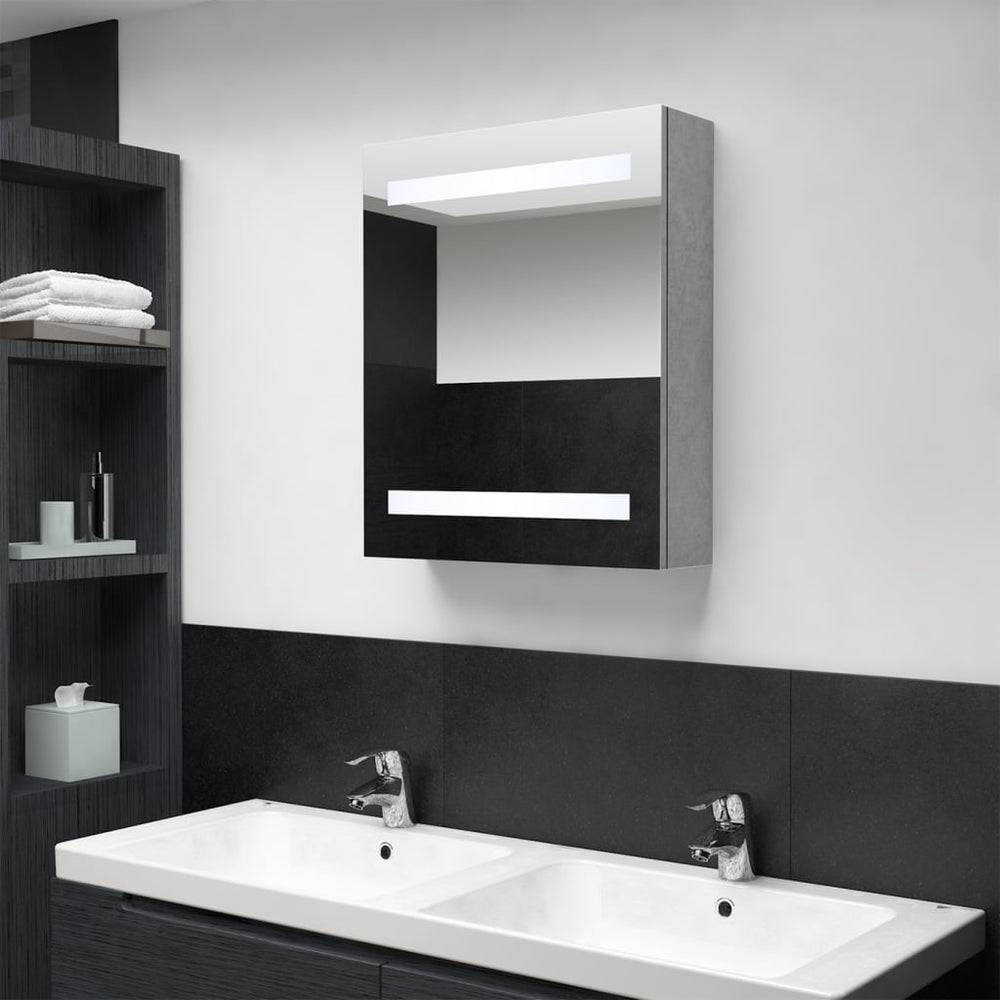 LED Bad Spiegelschrank Betongrau 50x60 cm