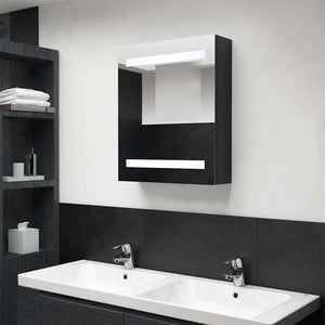 LED Bad Spiegelschrank Schwarz 50x60 cm