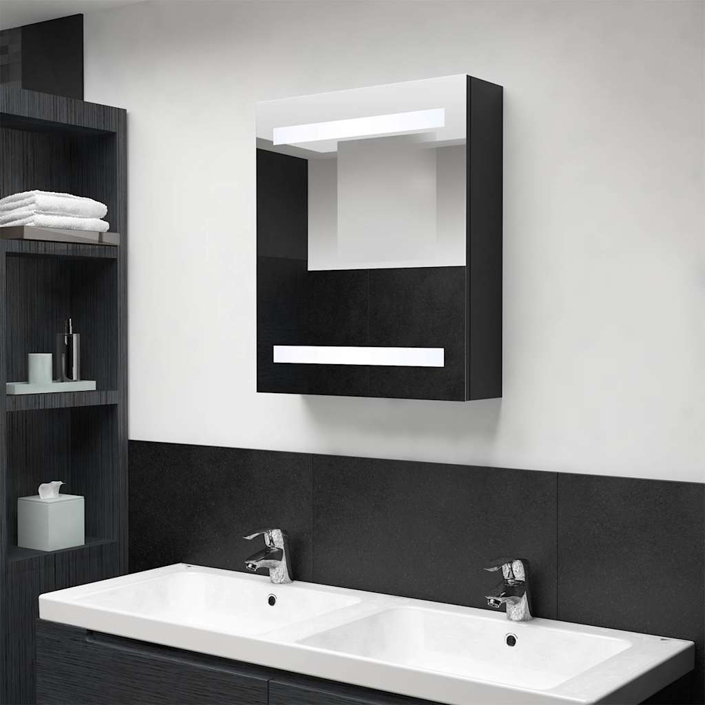 LED Bad Spiegelschrank Schwarz 50x60 cm