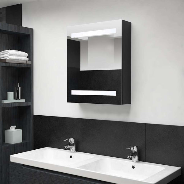 LED Bad Spiegelschrank Schwarz 50x60 cm