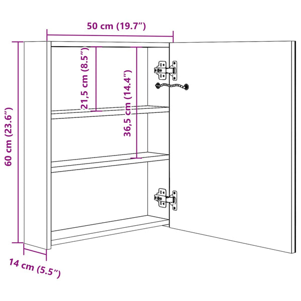 LED Bad Spiegelschrank Schwarz 50x60 cm