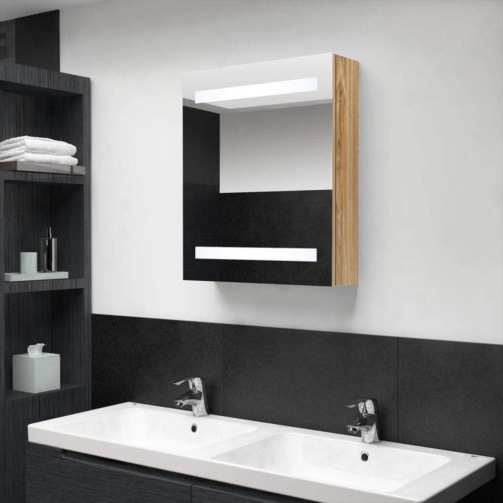 LED Bad Spiegelschrank Eiche 50x60 cm