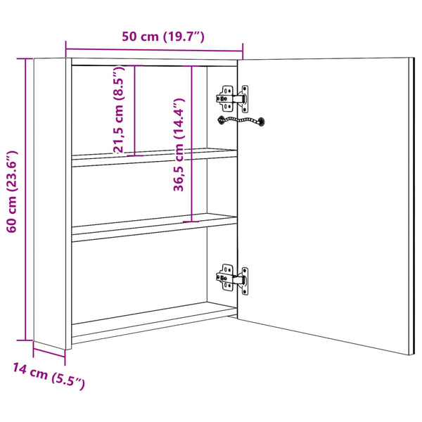 LED Bad Spiegelschrank 50x60 cm