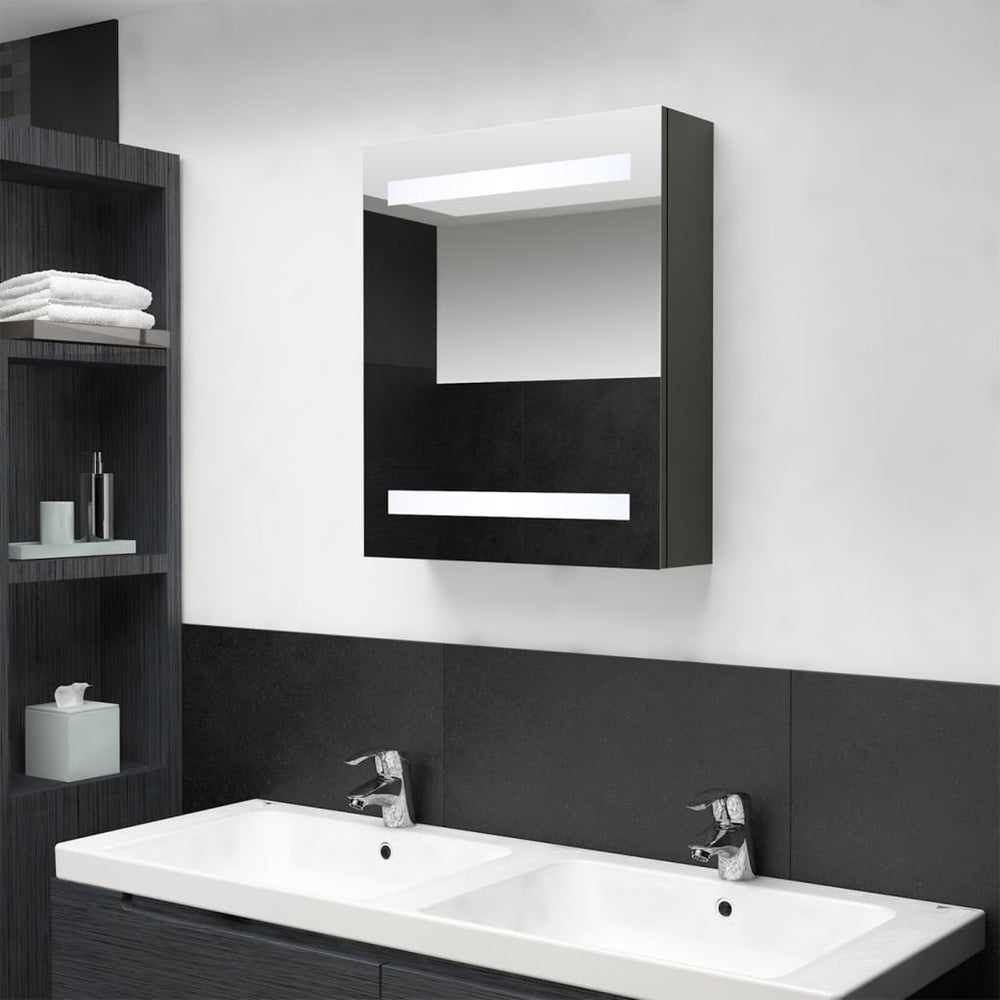 LED Bad Spiegelschrank Anthrazit 50x60 cm