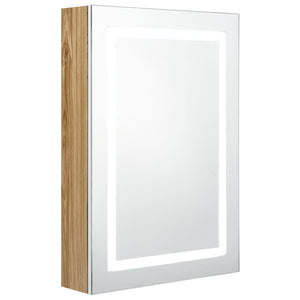 LED-Spiegelschrank Bad Weiß/Eiche 50x70 cm
