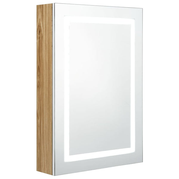 LED-Spiegelschrank Bad Weiß/Eiche 50x70 cm