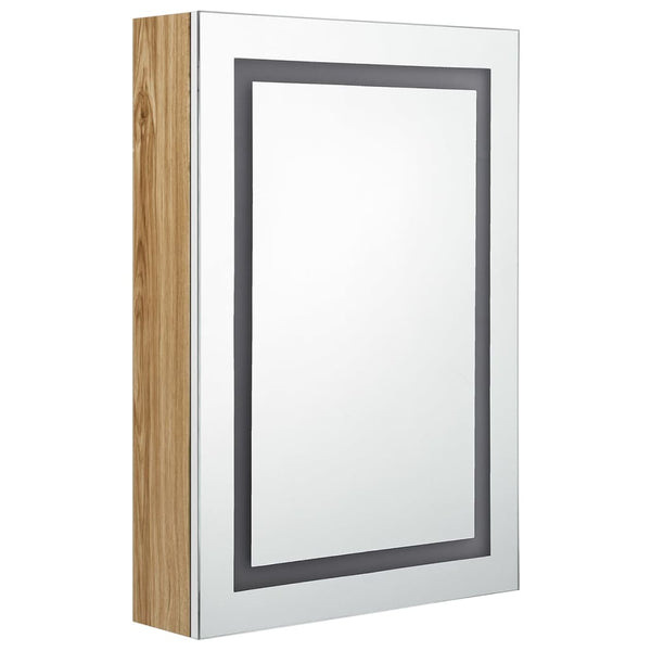 LED-Spiegelschrank Bad Weiß/Eiche 50x70 cm