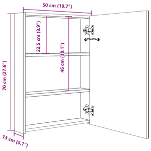 LED-Spiegelschrank Bad Weiß/Eiche 50x70 cm