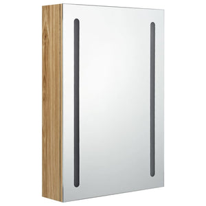 LED Bad Spiegelschrank Eichenoptik 50x70 cm