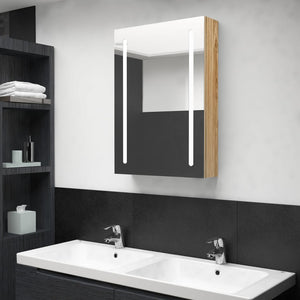 LED Bad Spiegelschrank Eichenoptik 50x70 cm