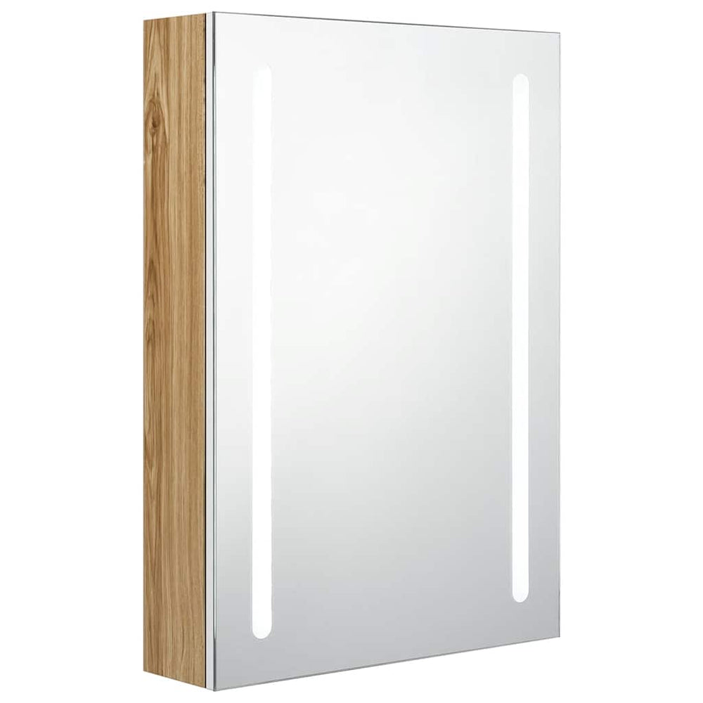 LED Bad Spiegelschrank Weiß Eiche 50x70 cm
