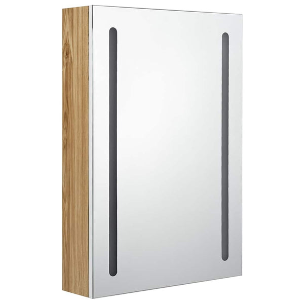 LED Bad Spiegelschrank Weiß Eiche 50x70 cm