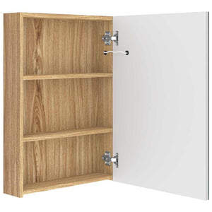 LED Bad Spiegelschrank Weiß Eiche 50x70 cm