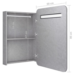 LED Bad Spiegelschrank Betongrau 60 cm
