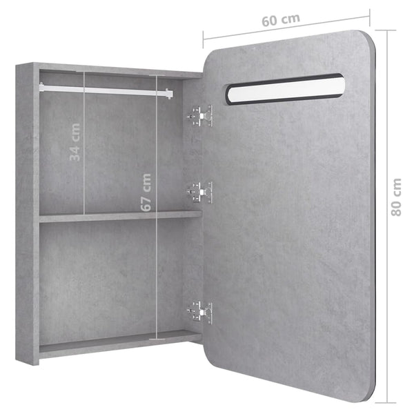 LED Bad Spiegelschrank Betongrau 60 cm