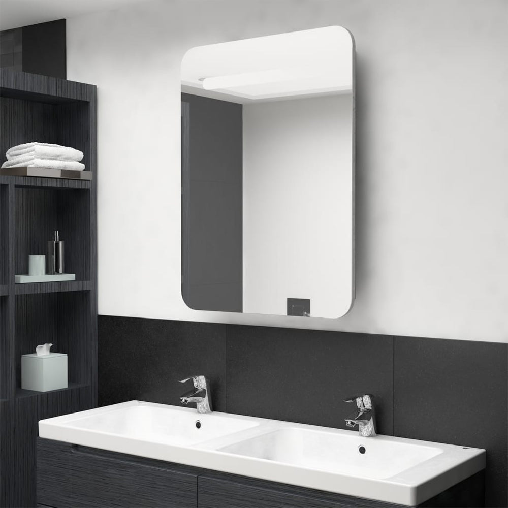 LED Bad Spiegelschrank Betongrau 60 cm