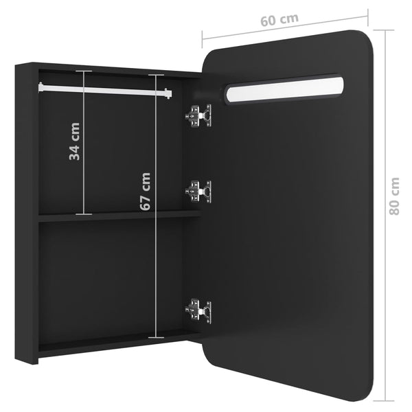 LED Bad Spiegelschrank Schwarz 60 cm