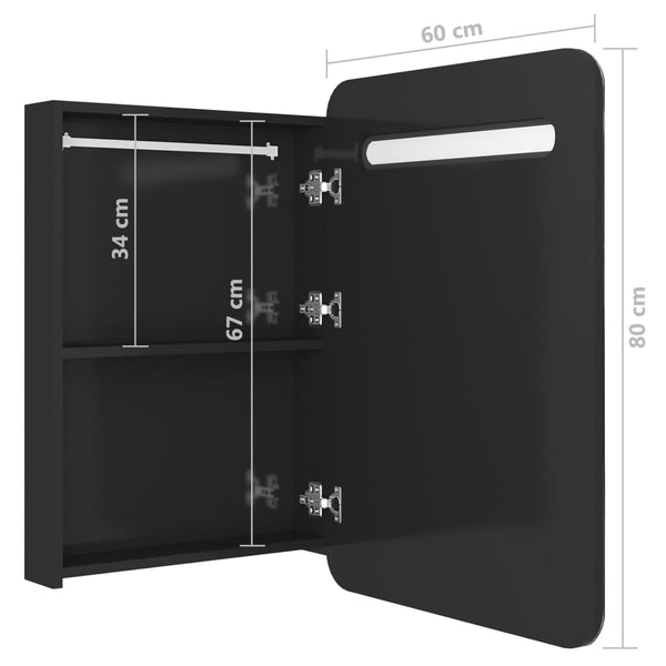 LED Bad Spiegelschrank Schwarz 60x80 cm