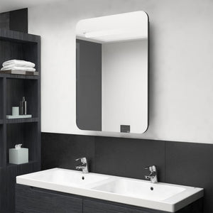 LED Bad Spiegelschrank Schwarz 60x80 cm