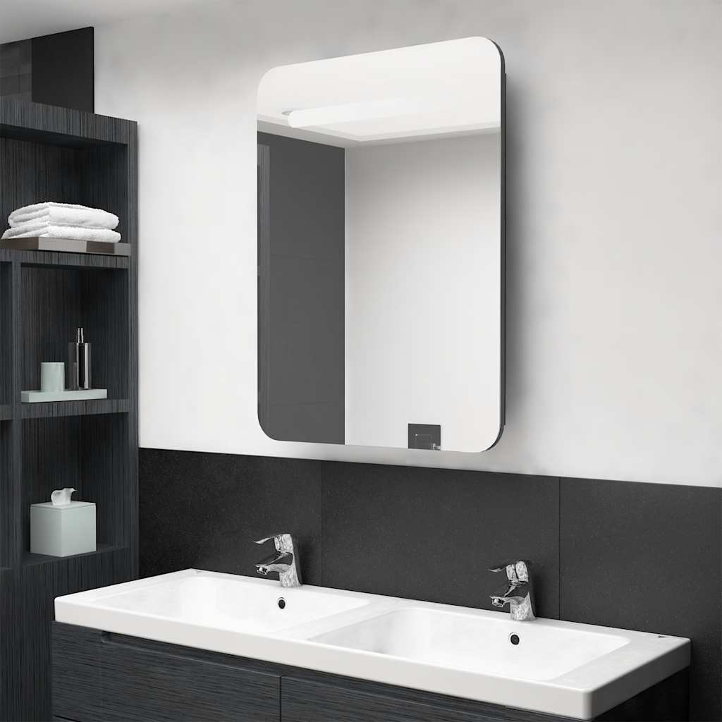 LED Bad Spiegelschrank Grau 60x80 cm