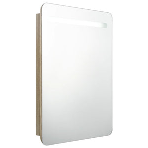 LED Bad Spiegelschrank Eiche 60x80 cm