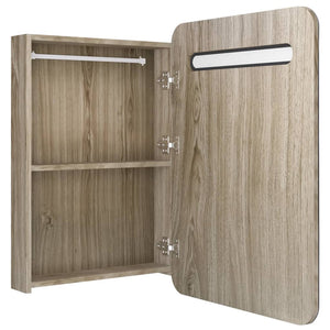 LED Bad Spiegelschrank Eiche 60x80 cm
