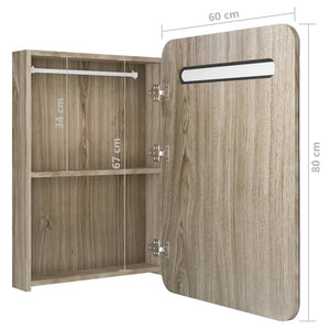 LED Bad Spiegelschrank Eiche 60x80 cm