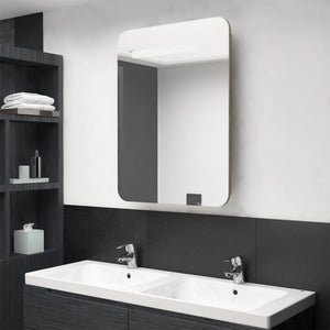 LED Bad Spiegelschrank Eiche 60x80 cm