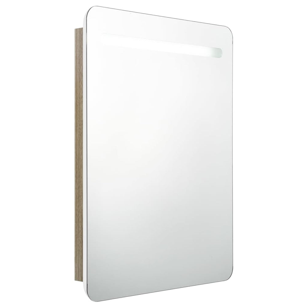 LED Badspiegelschrank Weiß Eiche 60 cm