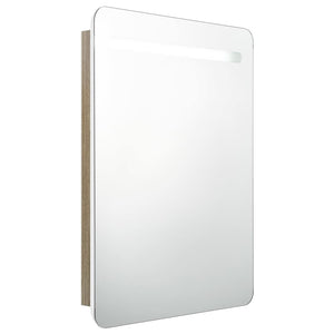 LED Badspiegelschrank Weiß Eiche 60 cm