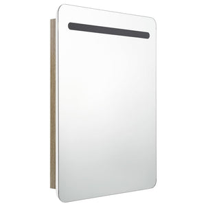 LED Badspiegelschrank Weiß Eiche 60 cm
