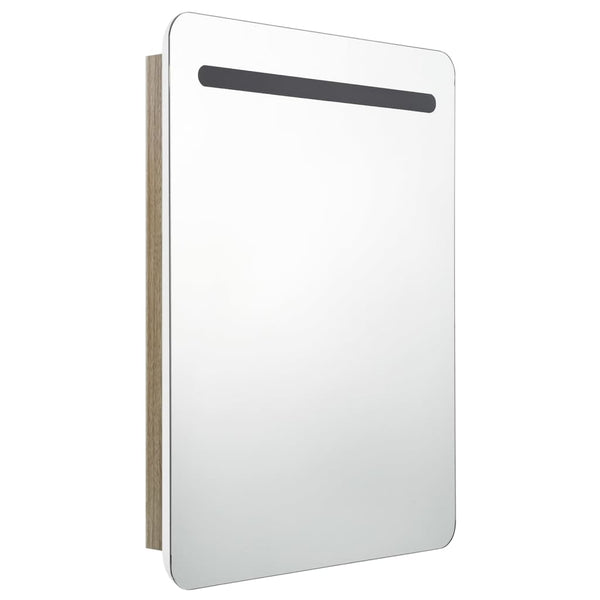 LED Badspiegelschrank Weiß Eiche 60 cm