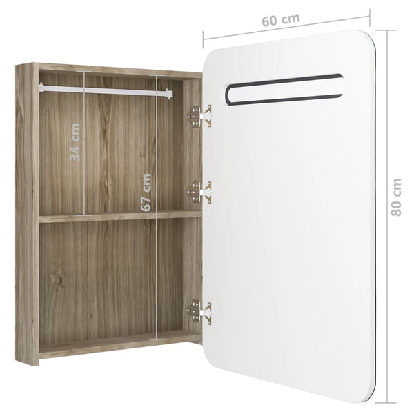 LED Badspiegelschrank Weiß Eiche 60 cm