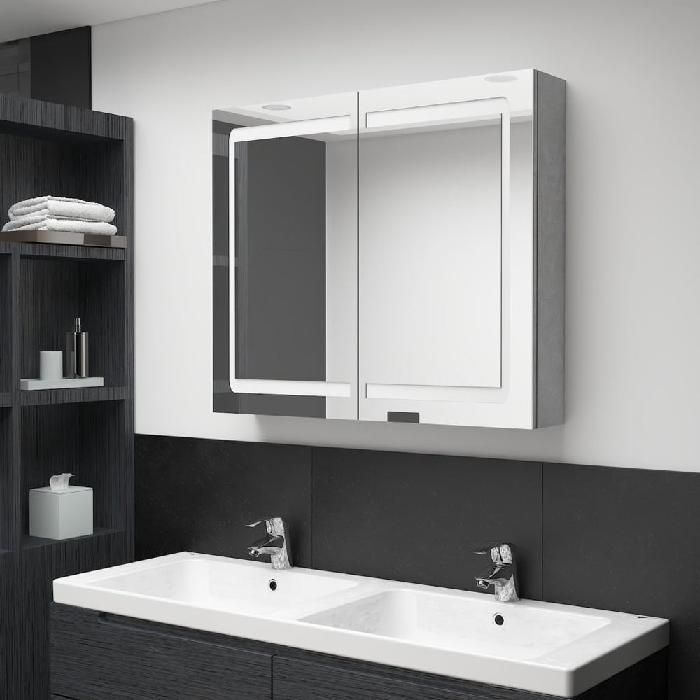 LED-Spiegelschrank Betongrau 80 cm