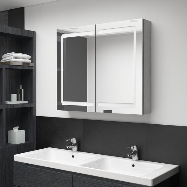 LED-Spiegelschrank Betongrau 80 cm