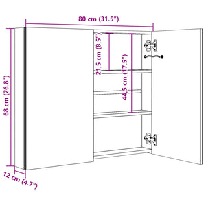 LED Spiegelschrank Schwarz 80 cm