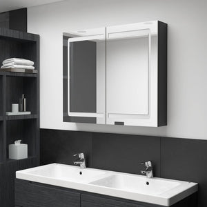 LED Spiegelschrank Schwarz 80 cm