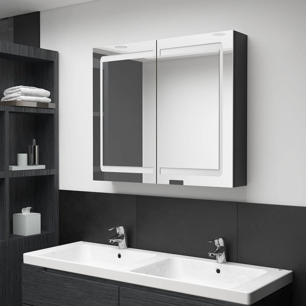 LED Spiegelschrank Schwarz 80 cm