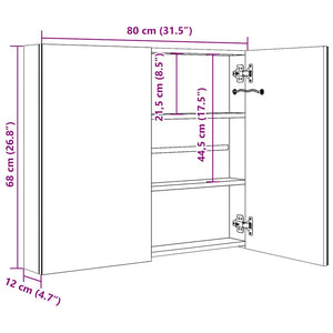 LED Spiegelschrank Grau 80 cm