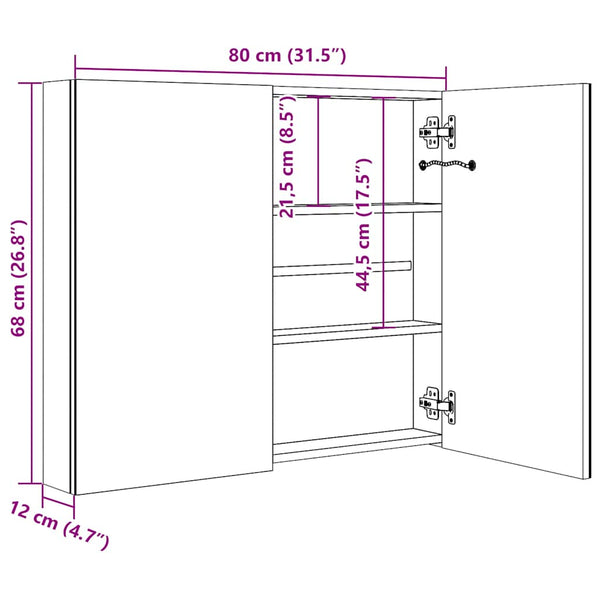 LED Spiegelschrank Grau 80 cm